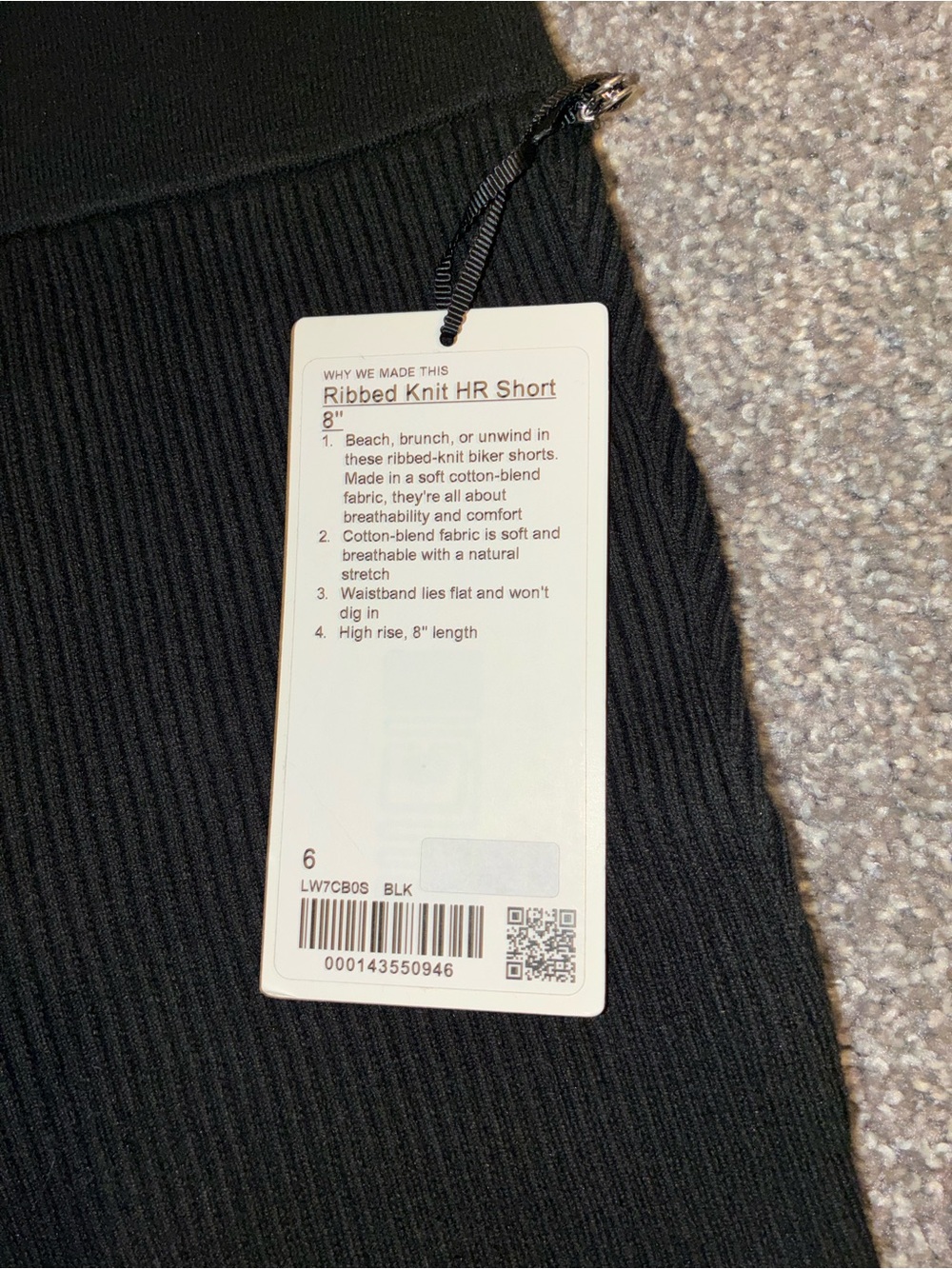NWT Lululemon Ribbed Knit High-Rise Short 8" - Black - Size 6 - Picture 3 of 7